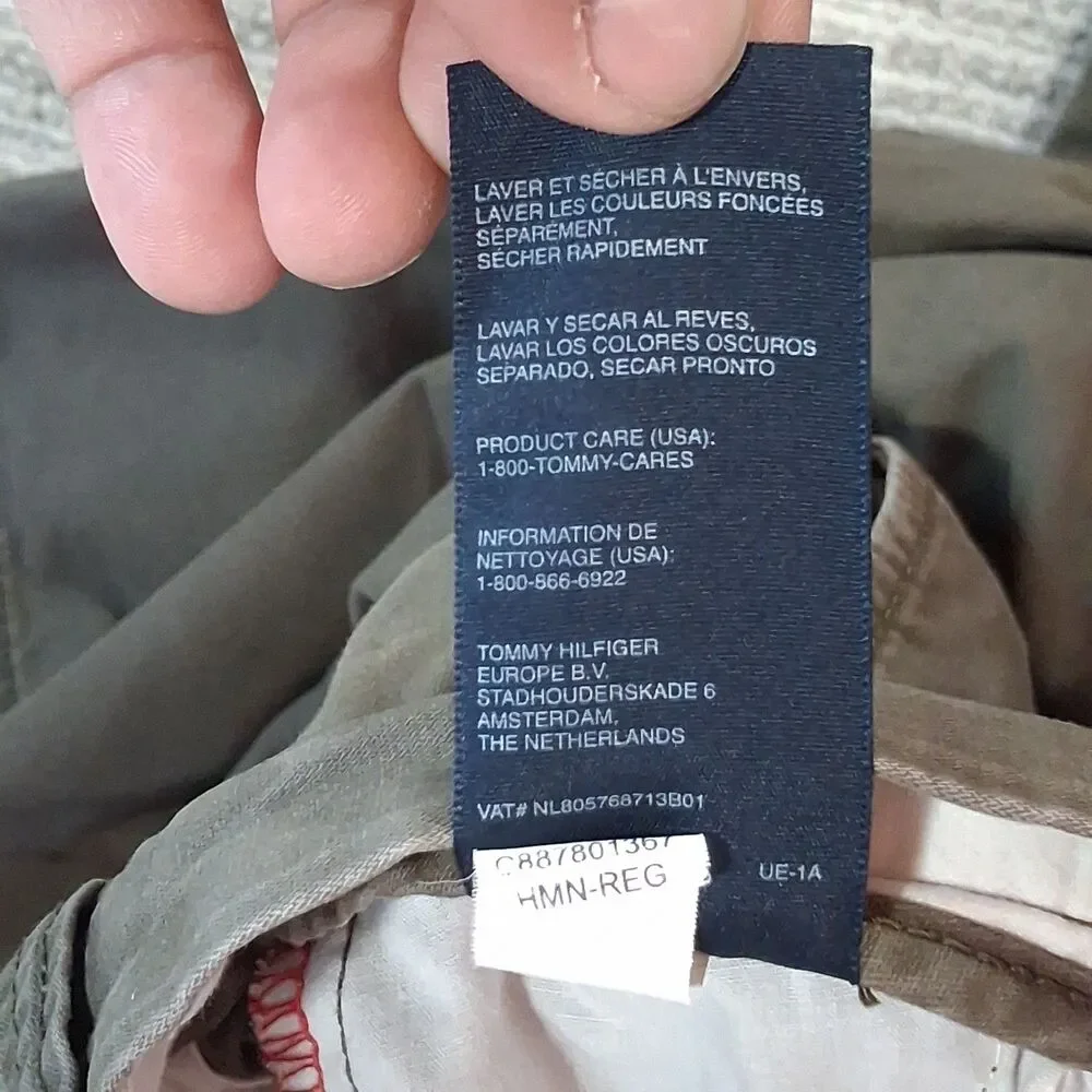 ​Tommy Hilfiger Mens 30 Chino Shorts Olive Green Flat Front Preppy Cotton 9 Inse